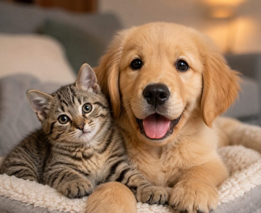 cão e gato fofos pets